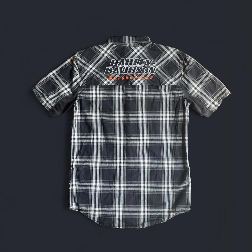 Harley Davidson Button Up Shirt Men’s Medium Embroidered Plaid